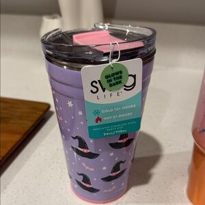 Swig Life Purple Tumbler with Witch Hat Design Brand New!